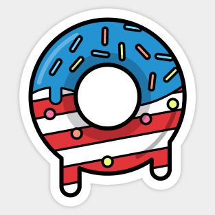 USA Patriotic Donut // Fourth of July Stars and Stripes Sticker